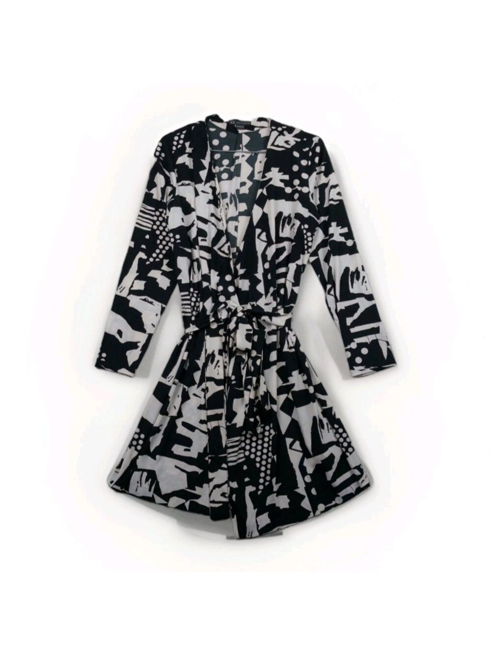 Armani Exchange Dress Wrap Dress Tie Waist Retro 90's Abstract Artsy Wom Sz 8